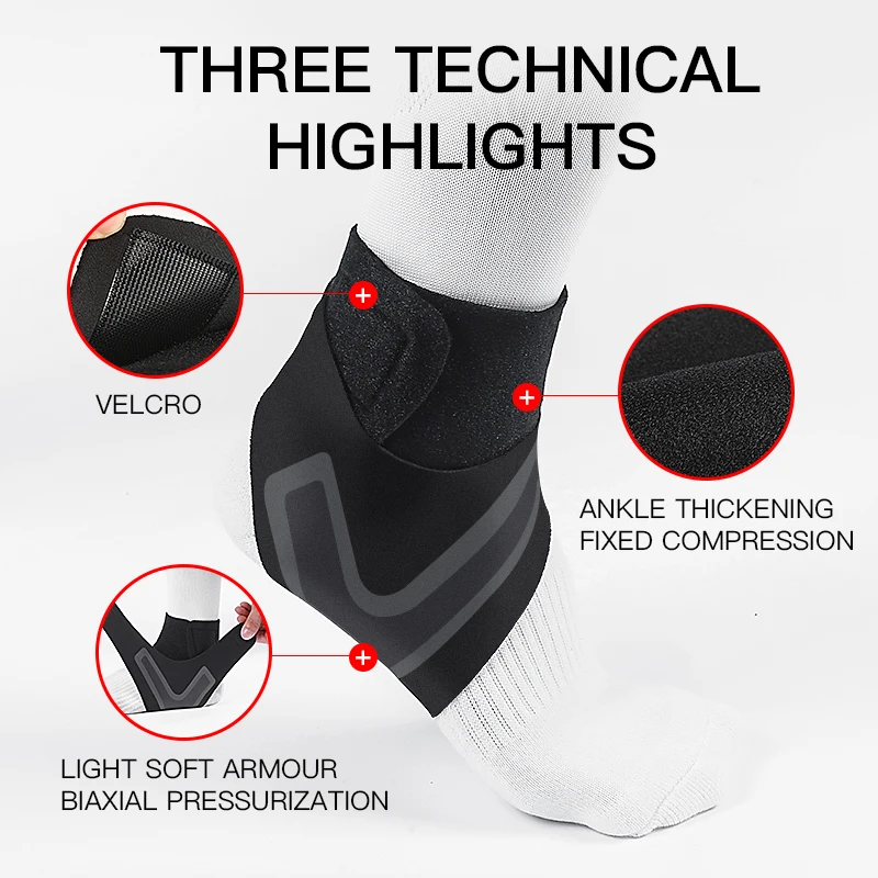 1PC Adjustable Ankle Support Pad Ankle Sleeve Pressure Anti-Spinning Elastic Breathable Support Fitness Sports Safety Prevention