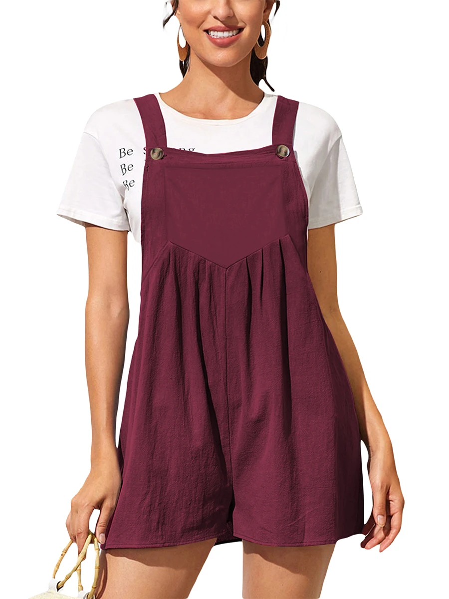

Dungarees for Women UK Loose Sleeveless Solid Color Summer Casual Lightweight Overall Short Jumpsuit
