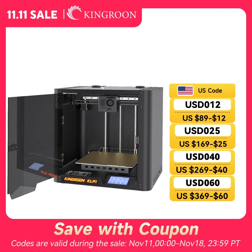 KINGROON KLP1 Fastest FDM 3D Printer Max 500mm/s Printing Speed CoreXY 3.5" Touch Screen Dual Gear Extruder 3dprinter 3d printer
