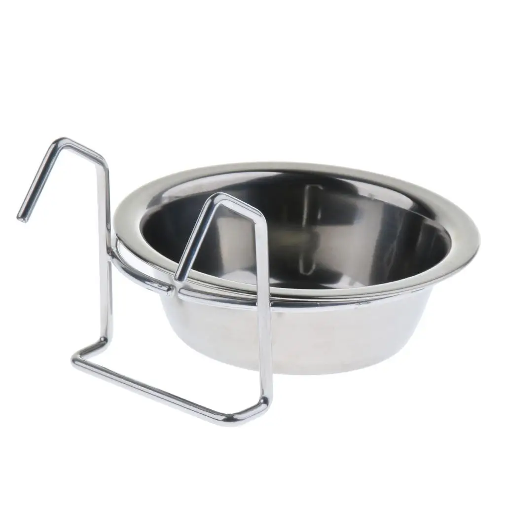 Bird Stainless Steel Hanging Cup Food Feeding Bowl Cage Accessories