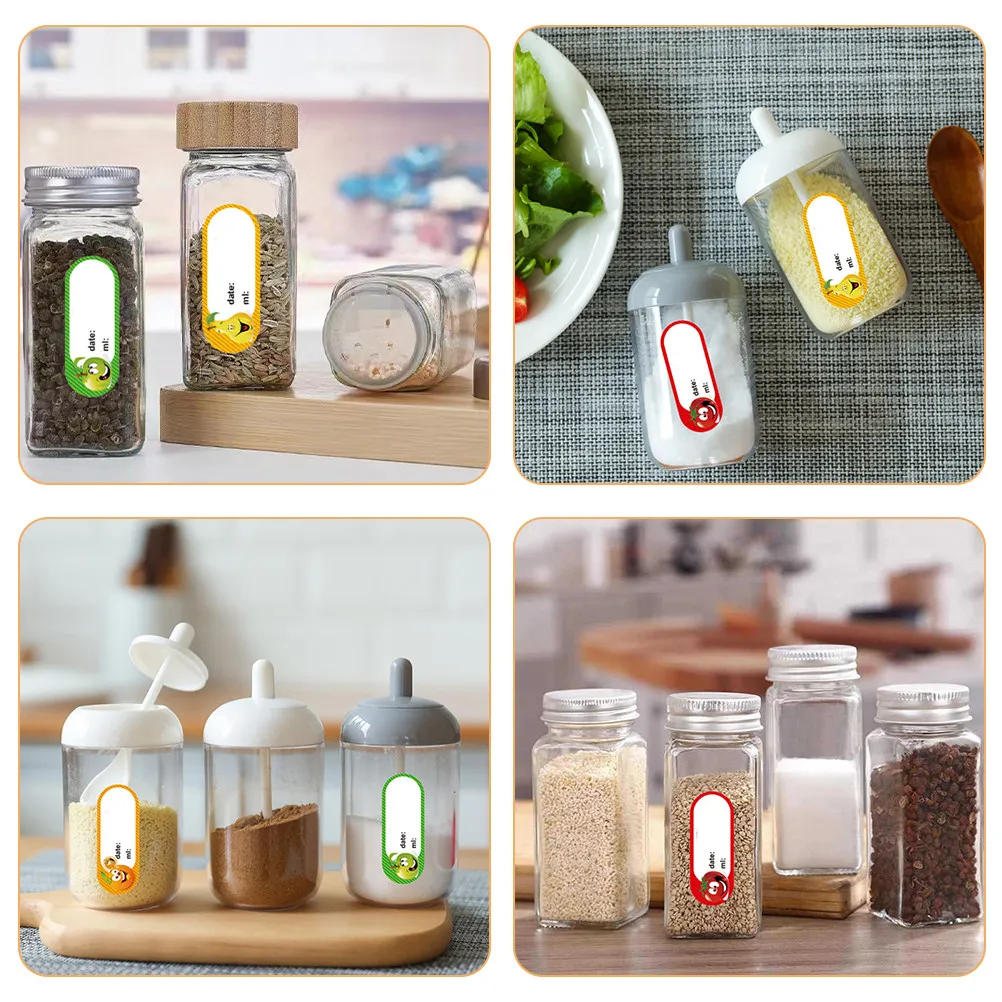 250Pcs 식품 날짜 라벨 스티커 용기용 롤 스티커 식료품 저장고 냉동고 항아리 병 통조림 조미료 라벨 주방
