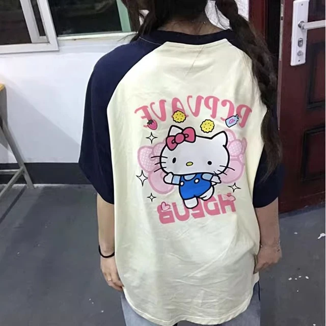 Camiseta Anime Hello Kitty infantil, tops de desenhos animados para meninos  e meninas, manga curta, tops teesi de verão feminino Sanrio - AliExpress