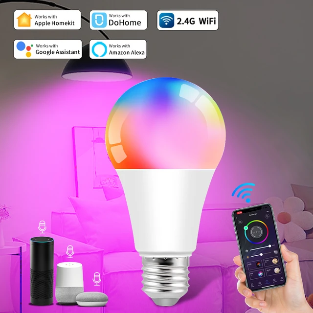 Lampadina a LED intelligente WiFi lampada dimmerabile 14W RGB C + W E27  cambia colore 2700K-6500K Tuya Smart App Control funziona con Alexa Google  - AliExpress