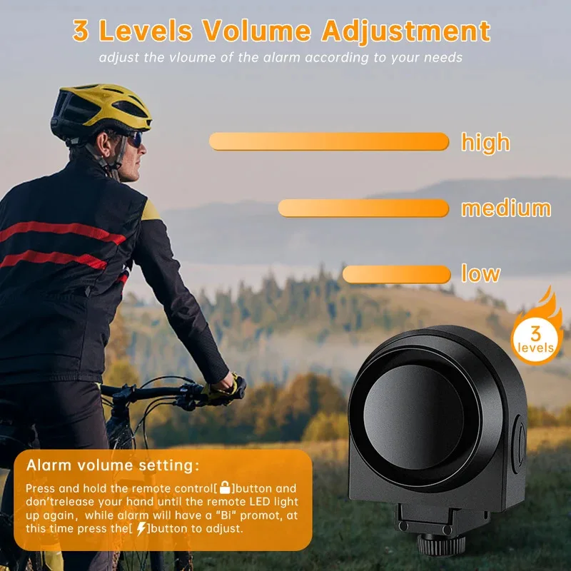 2026 NEW Bicycle Alarm Vibration Alarm Waterproof USB Charging Remote Control 110 dB Bike Motorcycle Alarm Security Protection