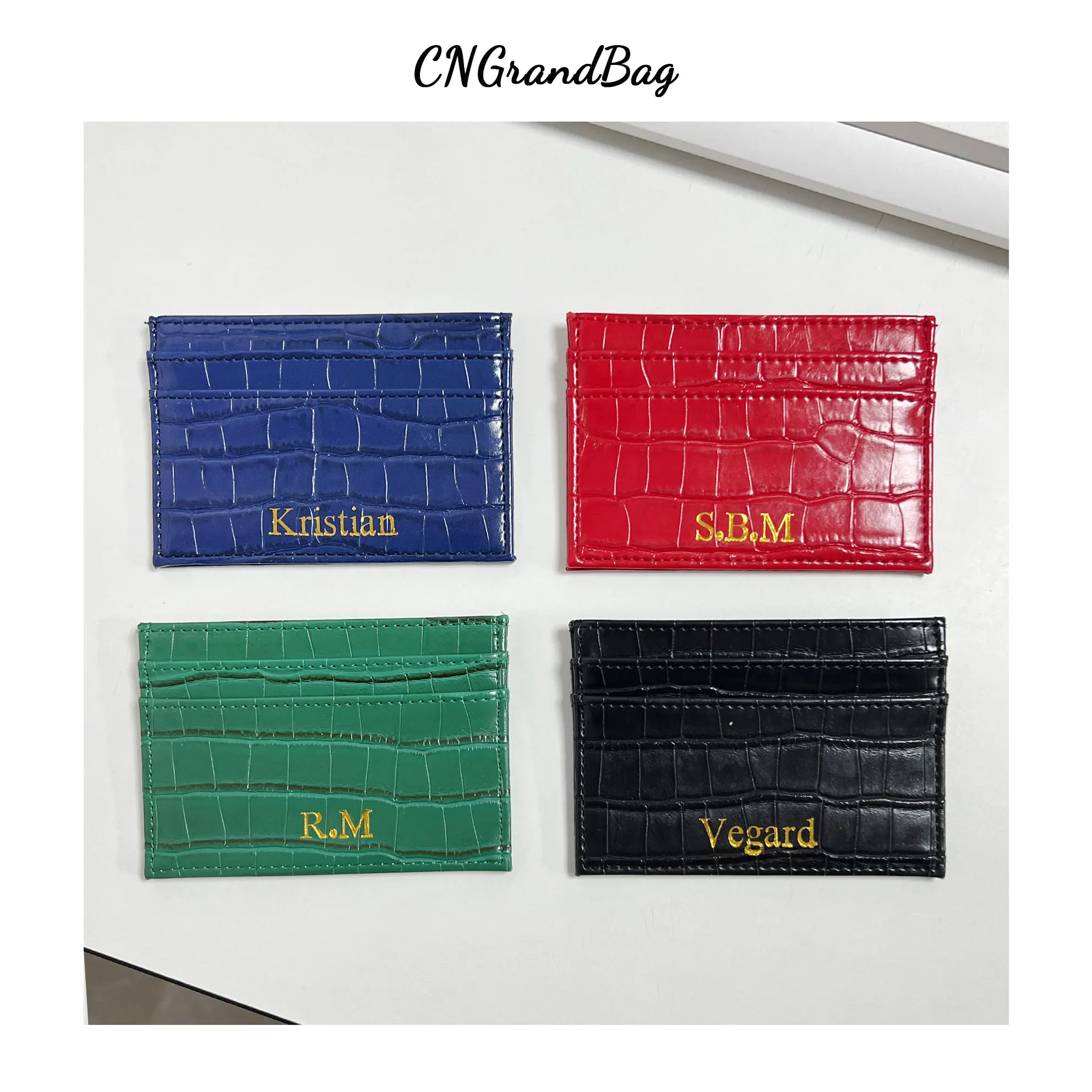 Slim RFID Blocking Crocodile Pattern PU Leather Credit Card Wallet ID Card Case