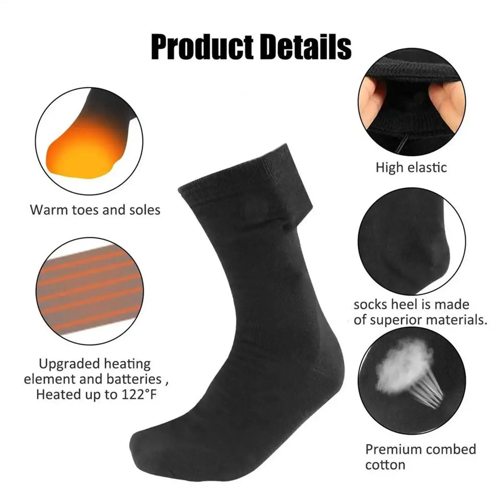 Heated Socks USB Electric Heating Warm Comfortable for Ski Snowboarding Winter Sports Outdoor Activities Travel Camping Home