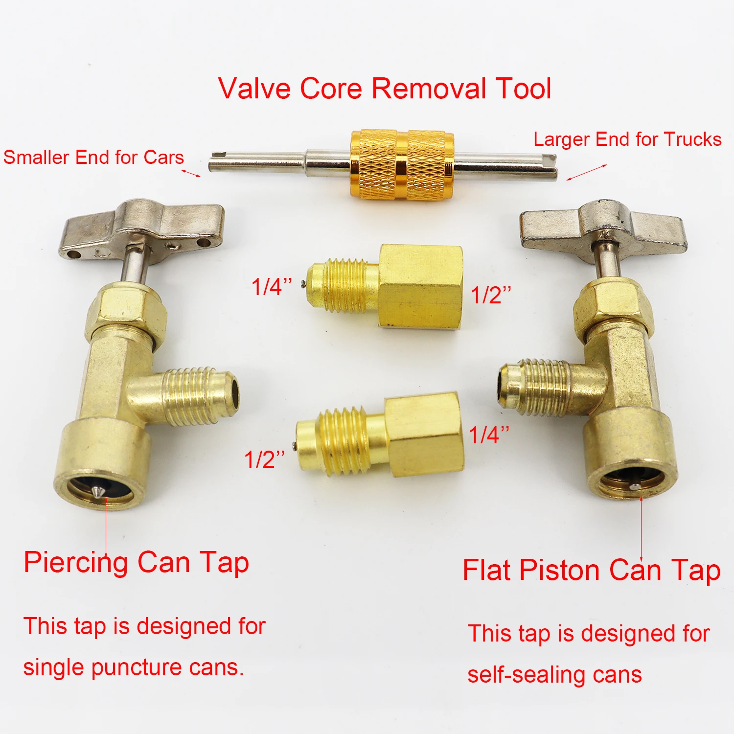 Boltigen AC R134a Quick Coupler Adapter Fitting With R134A Self- Sealing And Puncture Style Can Tap Valves, Tank Adapters For AC System