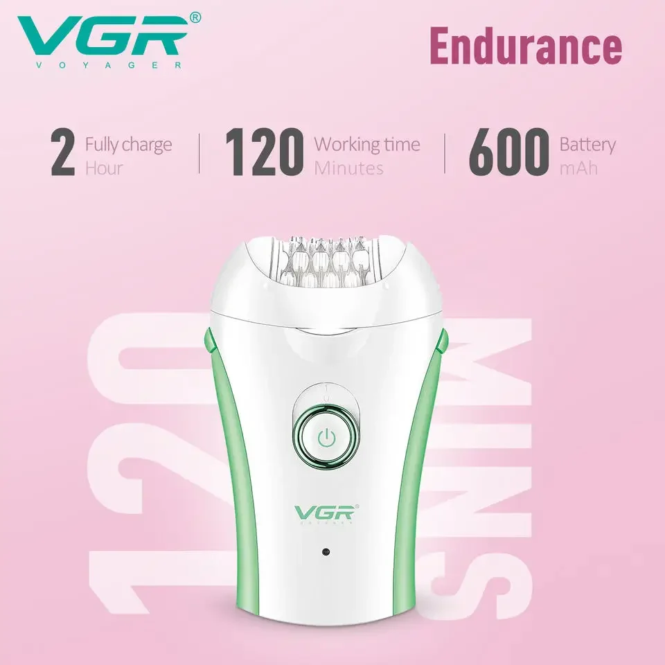 VGR Rechargeable Women Electric Female Epilator Face Removal Machine For Facial Legs Body Bikini Hair Remover_voghion.com