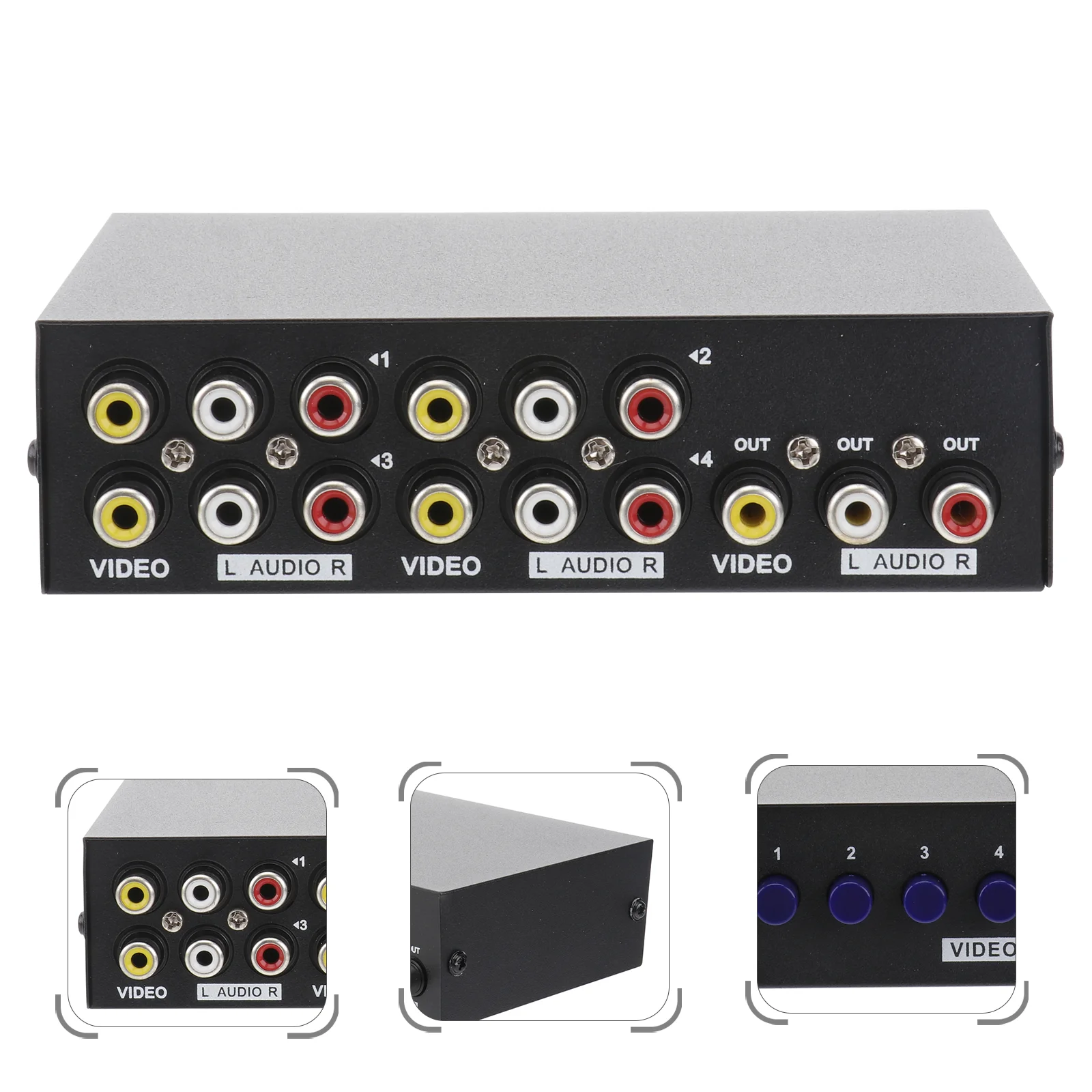 

-431AV 4-Way AV RCA 4 In 1 Out Composite Video L/R Audio Selector