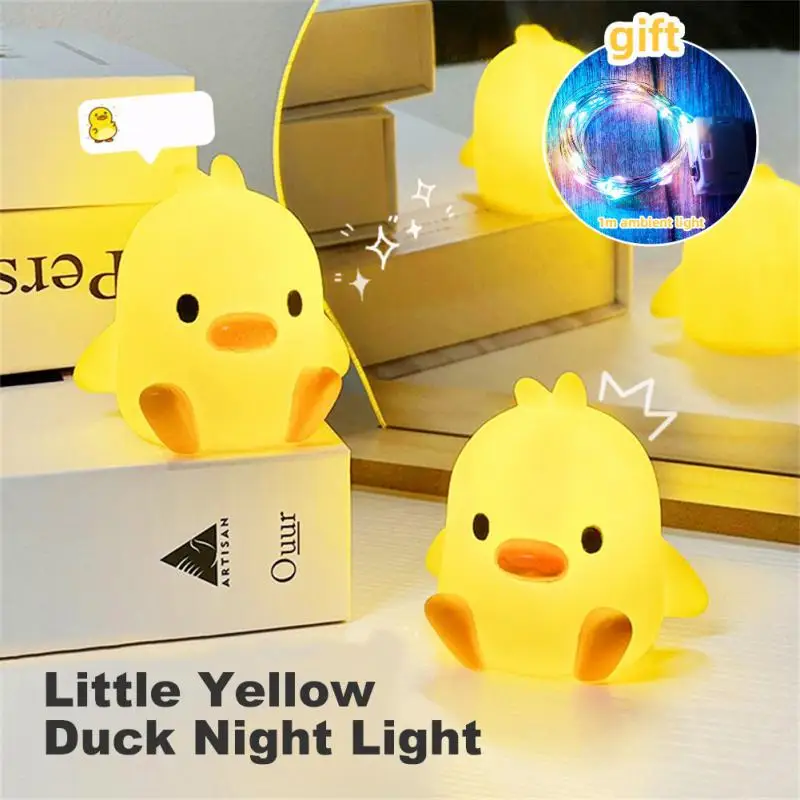 

Mini Silicone Lamp LED Cute Duck Night Lamp Cartoon Animals Sleeping Light Bedroom Decorative Night Light Home Decorations
