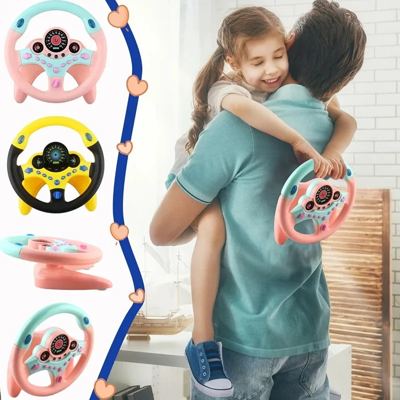 Toddler Steering Wheel Toy Backseat Travel Essentials with Lights Sounds Pretend Play Driving Simulator Educational Gift for Kid - 6