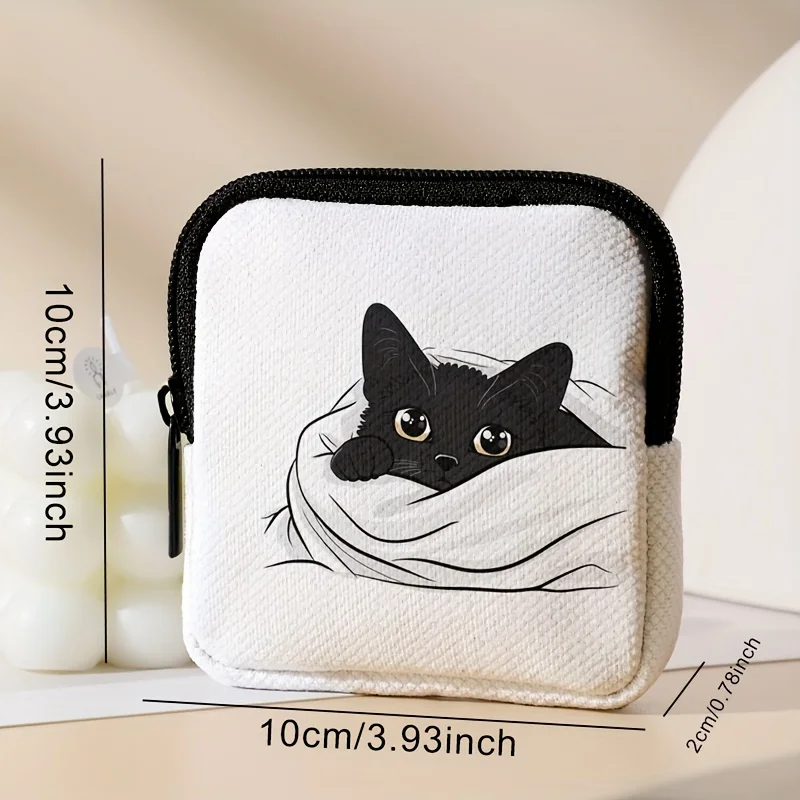 1 pc Cat pattern printed large capacity coin wallet, digital printed coin wallet storage bag, ideal choice for gifts