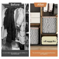 180L Storage Clothes Bins with Fabric Houndstooth Lids Container Organizers Saving Space Bags Quilt Wardrobe Bag Closet Handle 2