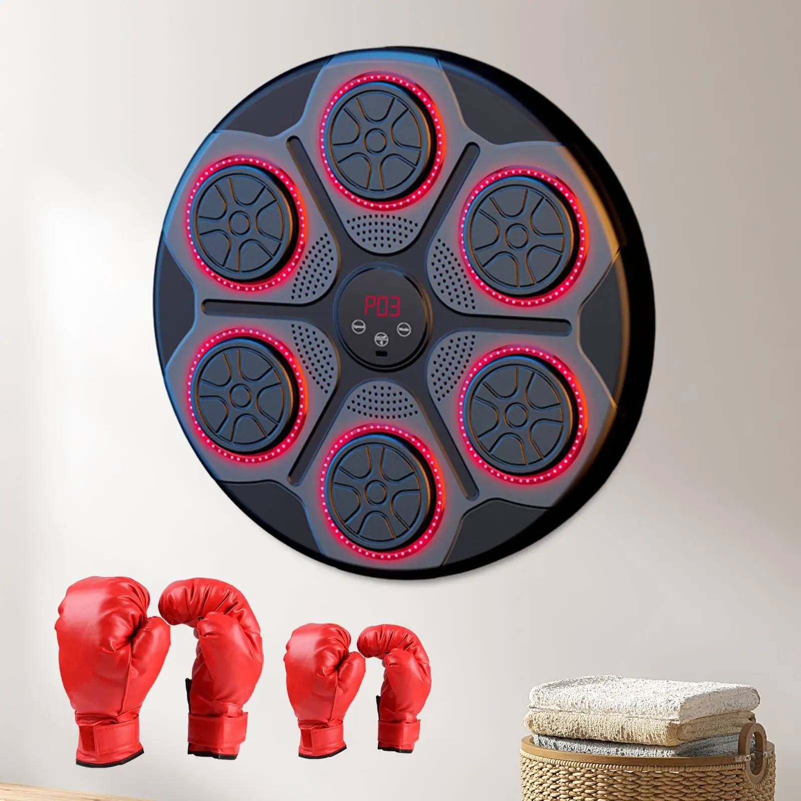 Music Boxing Machine Wall Target Wall Mounted Reaction Training Target Boxing Trainer for Fitness Karate Kickboxing Workout Home