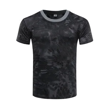 Men Camouflage Hunting Shirts Tactical Fishing Shirt Army Military Tshirts Camo Hiking Camping Quick Dry Clothes