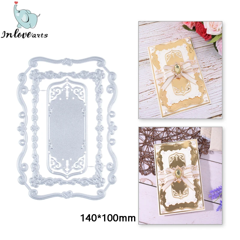 7Pcs/Set Rectangle Frame Metal Die Cuts, Stitched Rectangle Nesting Frame  Tag Background Cutting Dies Cut Stencils for DIY Scrapbooking Album