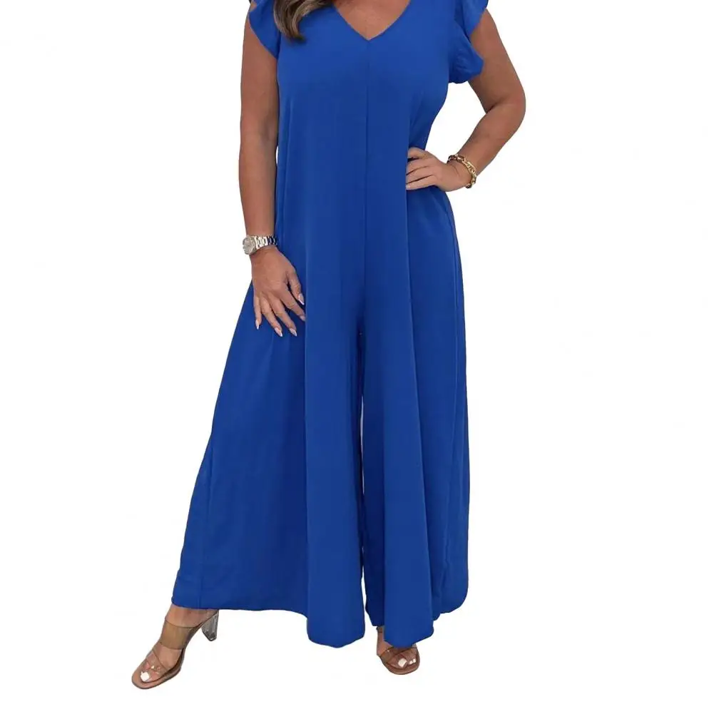 

Women Jumpsuit Stylish Women's V Neck Jumpsuit Wide Leg Backless Design Soft Breathable Fabric for Any Occasion Comfortable