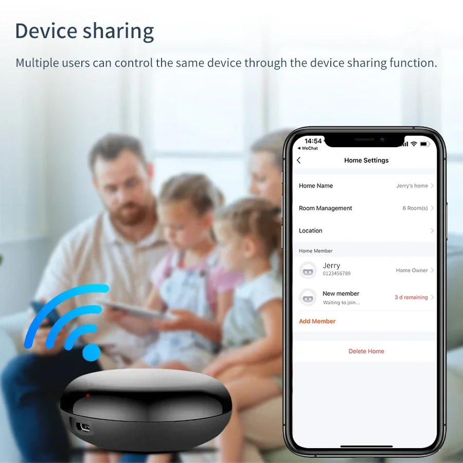 Tuya WiFi Infrared Remote Control Black Mini Portable APP Bluetooth Connection Support Alexa Google Home Smart Voice Control