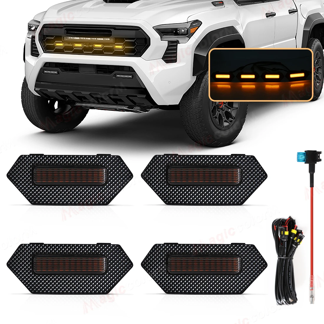 Tacoma LED Grille Lights; Amber (21-26 Tacoma TRD Off-Road, TRD PreRunner, TRD Sport) - Free Shipping - View #5