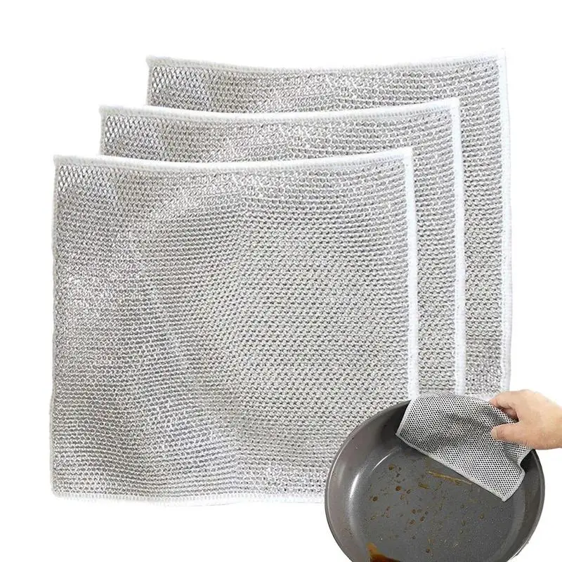 Wire Dish Cloth Kitchen Rags Cleaning Dish Clothes Cleaning Rags Dishwashing Cloths Quick Drying Wire Dish Towels Cleaning tool