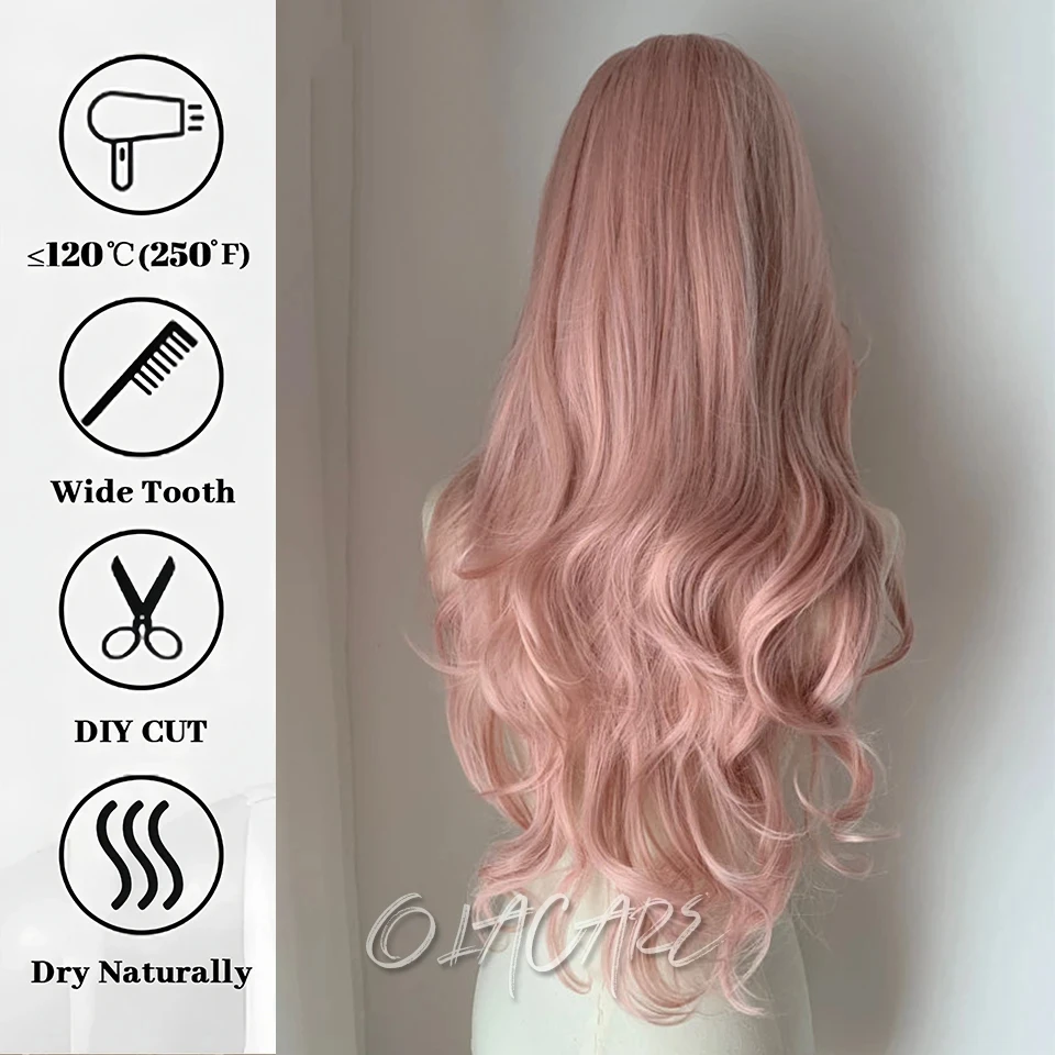 Synthetic Long Body Wave Ombre Purple Pink Cosplay Wig for Women