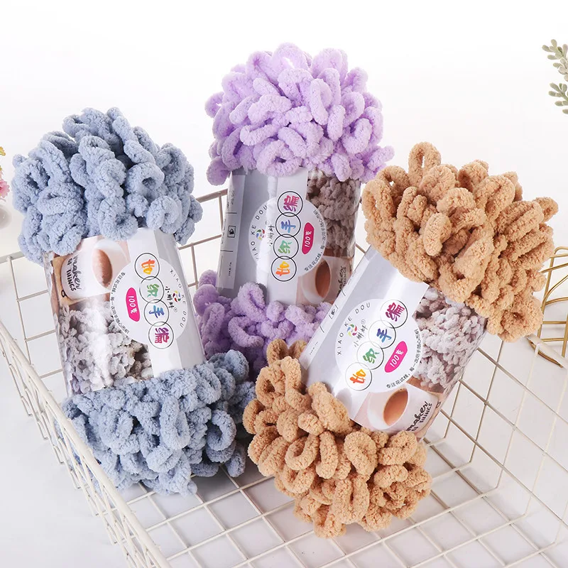 Polyester Thick Yarn 1Pc 100g for Knitting DIY Finger Loop Yarn Hand Knitted Home Pillow Blanket Circle Line Chenille knitting yarn chenille yarn