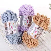 1Pc 100g Polyester Thick Yarn for Knitting DIY Finger Loop Yarn Hand Knitted Home Pillow Blanket Circle Line Chenille Yarn 1