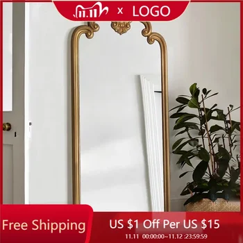 Gold Luxury Interior Mirror Nordic Design Frame Rectangle Mirror Living Room Vintage Specchio Da Parete Bedroom Decoration