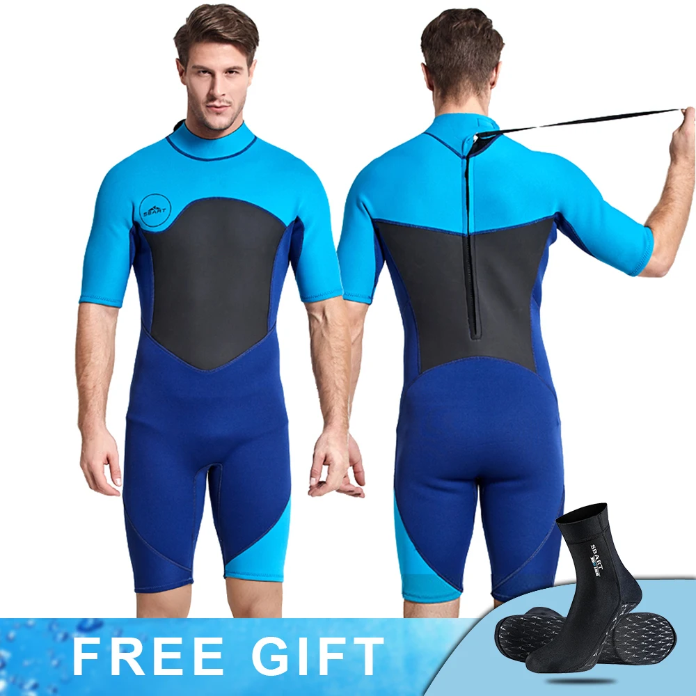 2MM Neopreno Men Wetsuit One Piece Swimsuits Short Sleeve Rash Guards Snorkeling Kayaking