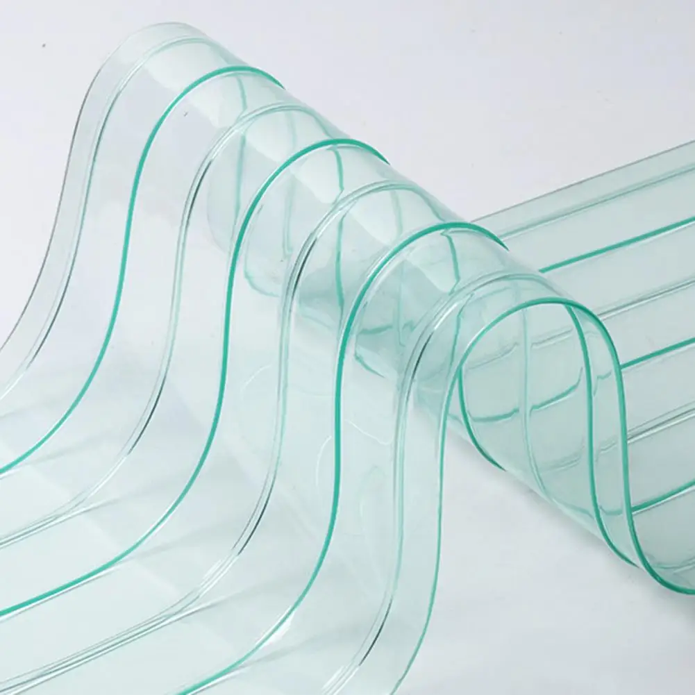 Transparent Pet House Door Panel Windproof Dustproof Waterproof Soft PVC Light Green Striped Door Cover Curtain Pet Supplies