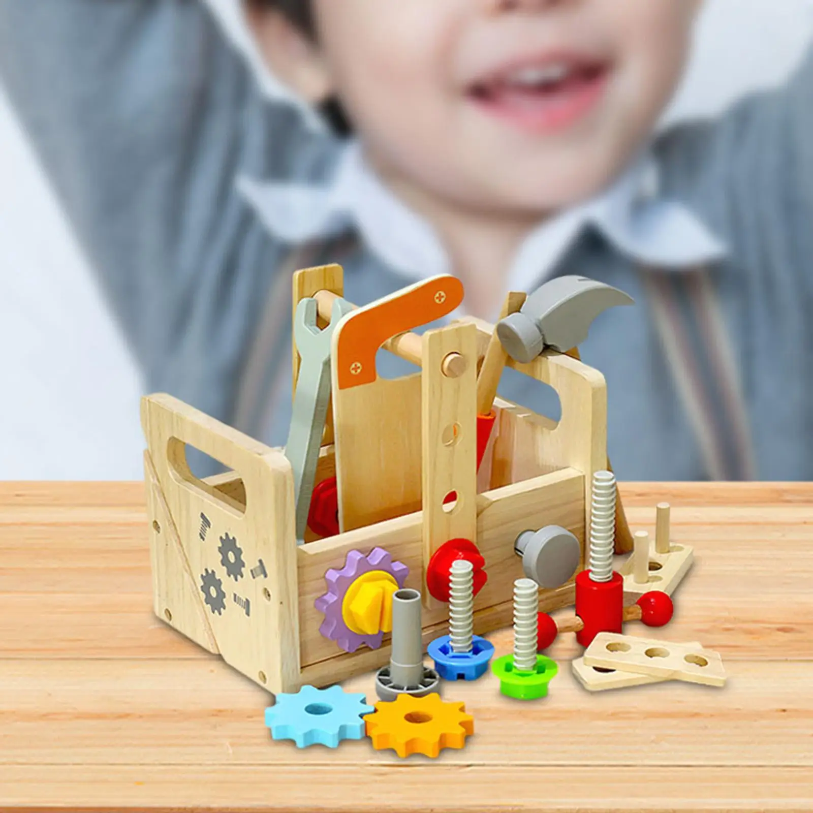 

Wooden Toddlers Tool Set Toddler Take Apart Toy Model Building Tool Kits for Problem Solving Preschool Matching Counting Gifts