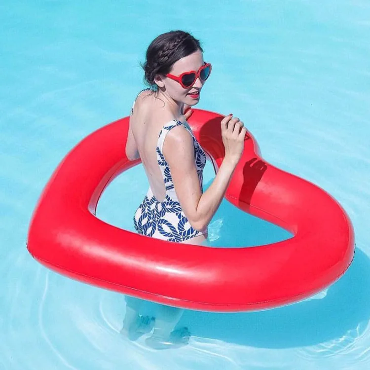 Heart Shaped Swimming Rings Water Safety Products Adult Thickened PVC Inflatable Floating Raft Swimming Accessories Life Buoy