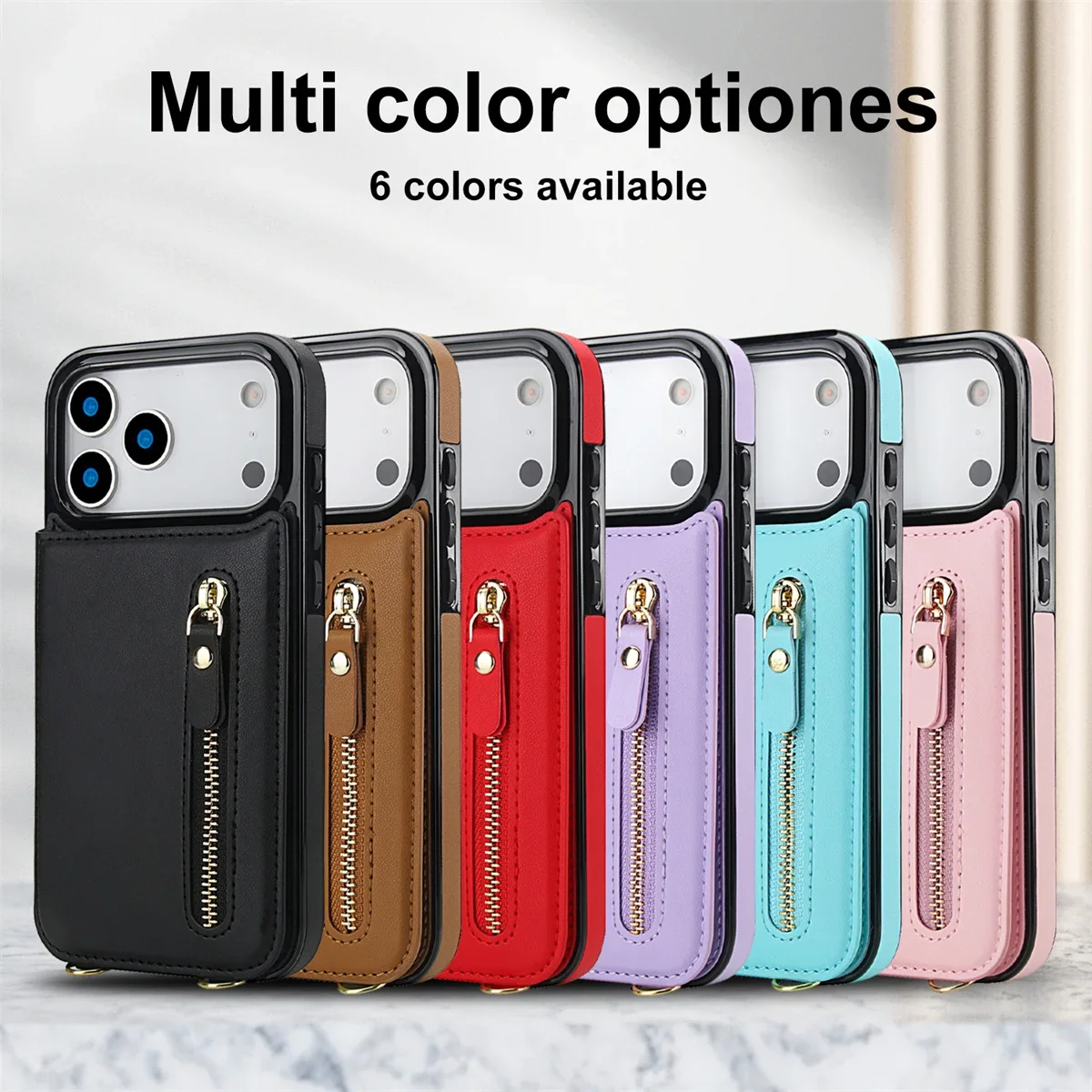 Elegant Leather Crossbody Zipper Wallet with RFID Protection and Card Slots