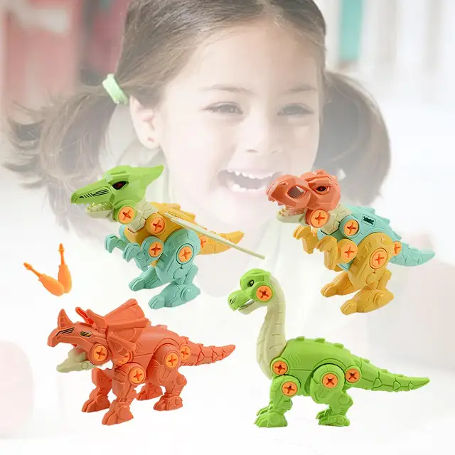 4Pcs Take Apart Dinosaur Toys Kit Christmas Gifts Building Toy for Toddlers 3