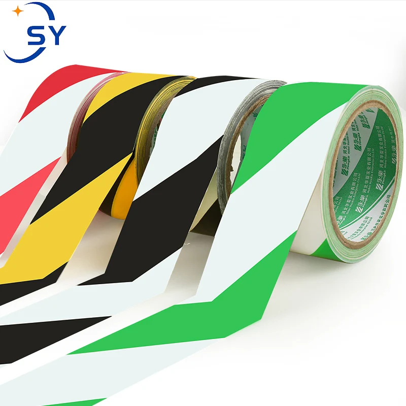 

18m Black Yellow Red White Green Tape Factory Warehouse Stairs Construction Warning Stickers Isolation Identification Area PVC