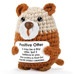 Handmade Positive Crochet Otter Ornament - Emotional Support & Encouragement Gift (Brown)