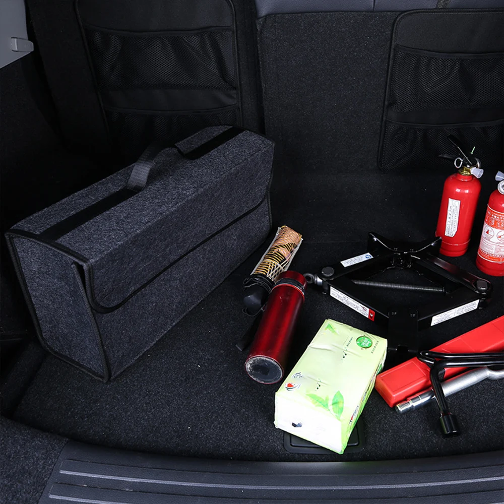 Car Boot Storage Organizer Felt Anti Slip Compartment Tool Car Trunk Organizer Soft Felt Box Accessories