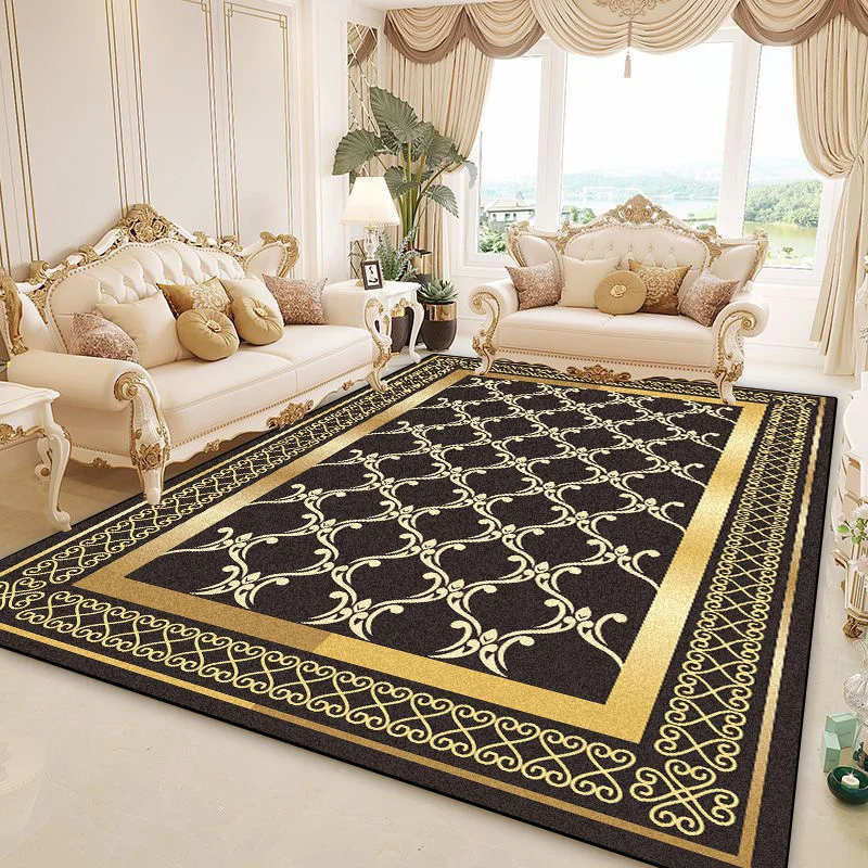 Luxury Golden Decoration Home Rugs Living Room Marble Pattern Carpet Sofa Side Large Area Rug Room Decor Lounge Soft Floor Mat 2