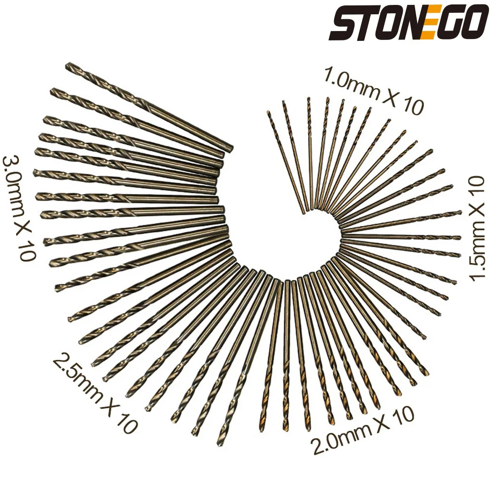 

STONEGO 50PCS Twist Drill Bit Straight Handle High Speed Steel Cobalt M35 Grinding For Stainless Steel Metal Reamer Drill Bit