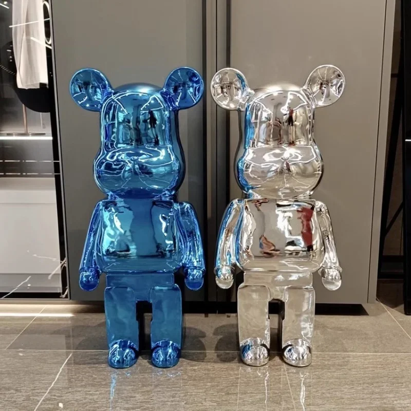 Gradient Bear Figure Plating Violent Bear 50/80cm Statues Large Mirror Sculpture Creative Luxury Living Room Decoration Ornament 6