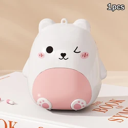 Charming Bear Portable Double - Layer Pill Box with Separate Compartments (White)