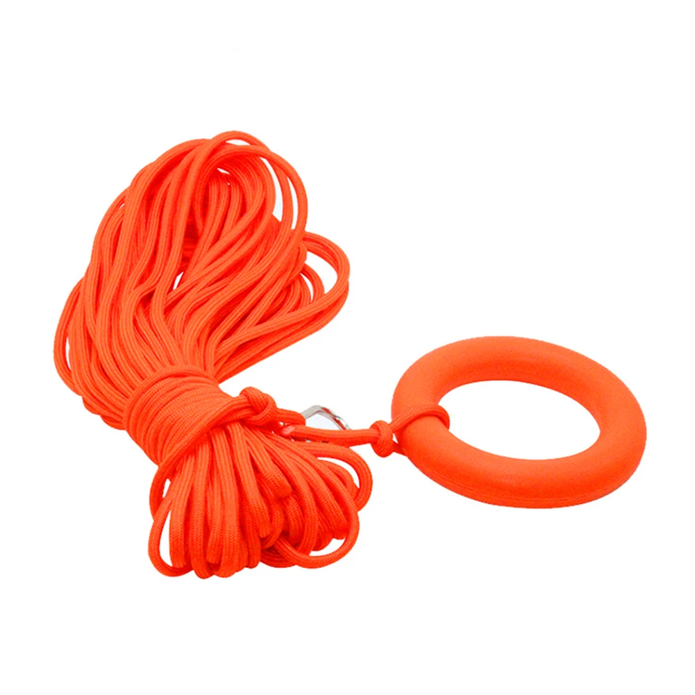 8mm Climbing Rope with Stainless Steel Hook Fishing Safety Rope Durable Wear-Resistant Rubber Floating Ring Outdoor Accessories