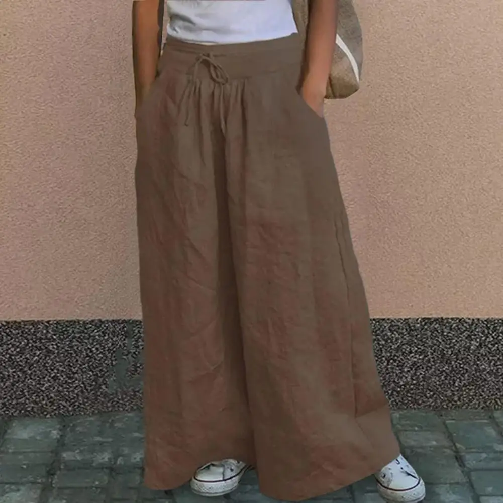 

Cotton Linen Loose Fitting Women Casual Cargo Pants Solid Baggy Pants Woman Trousers Yoga Long Trousers Culottes