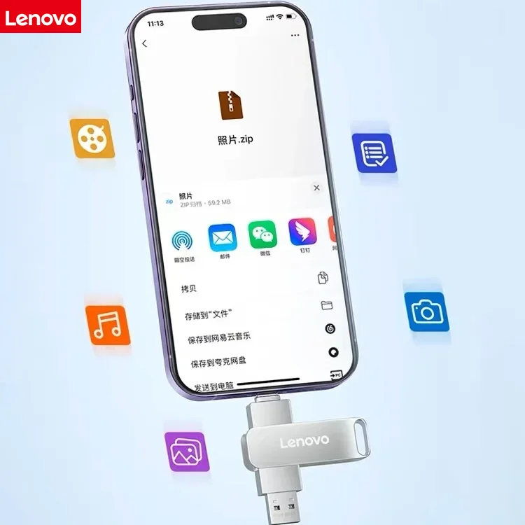 Lenovo Original 16TB USB Flash Drive USB 3.2 High Speed Transfer Metal Flash Type-c USB Memories 2-In-1 Memory Waterproof U Disk