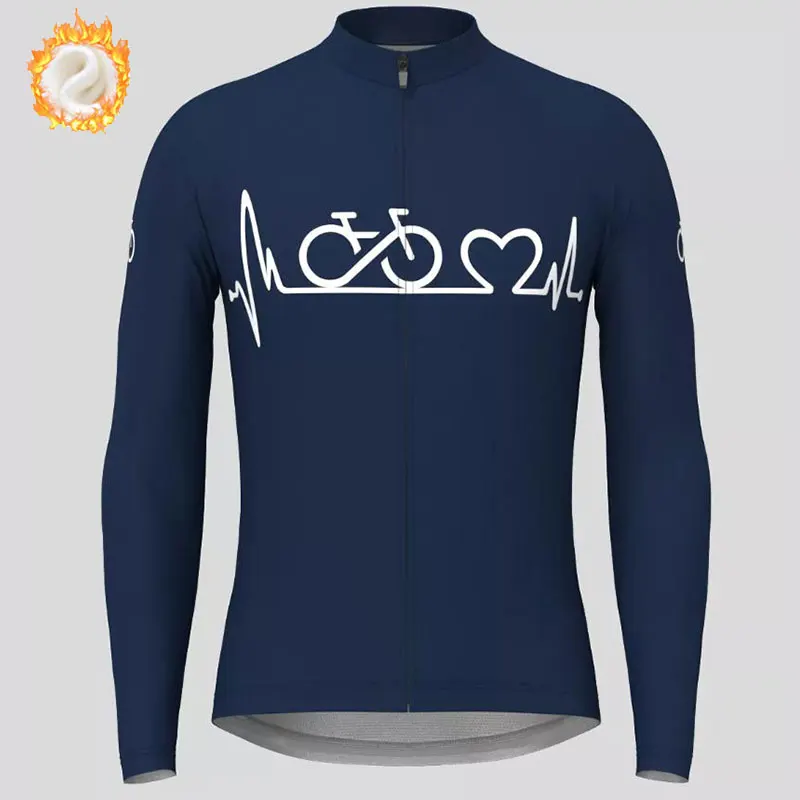 Team Winter Cycling Jersey Men&rsquo;s Thermal Fleece Bicycle Clothing MTB Long Sleeve Warm Tops Road Bike Outdoor Sports Jacket