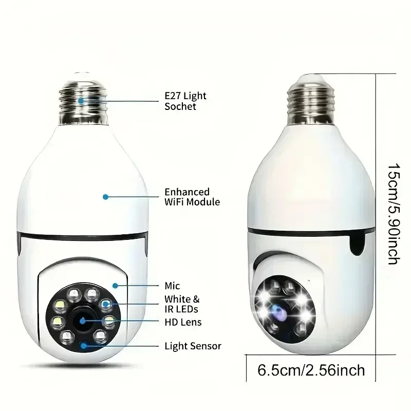 Surveillance Camera Home color lamp holder monitoring wireless remote connection mobile phone outdoor 360degree panoramic ultra clear network camera