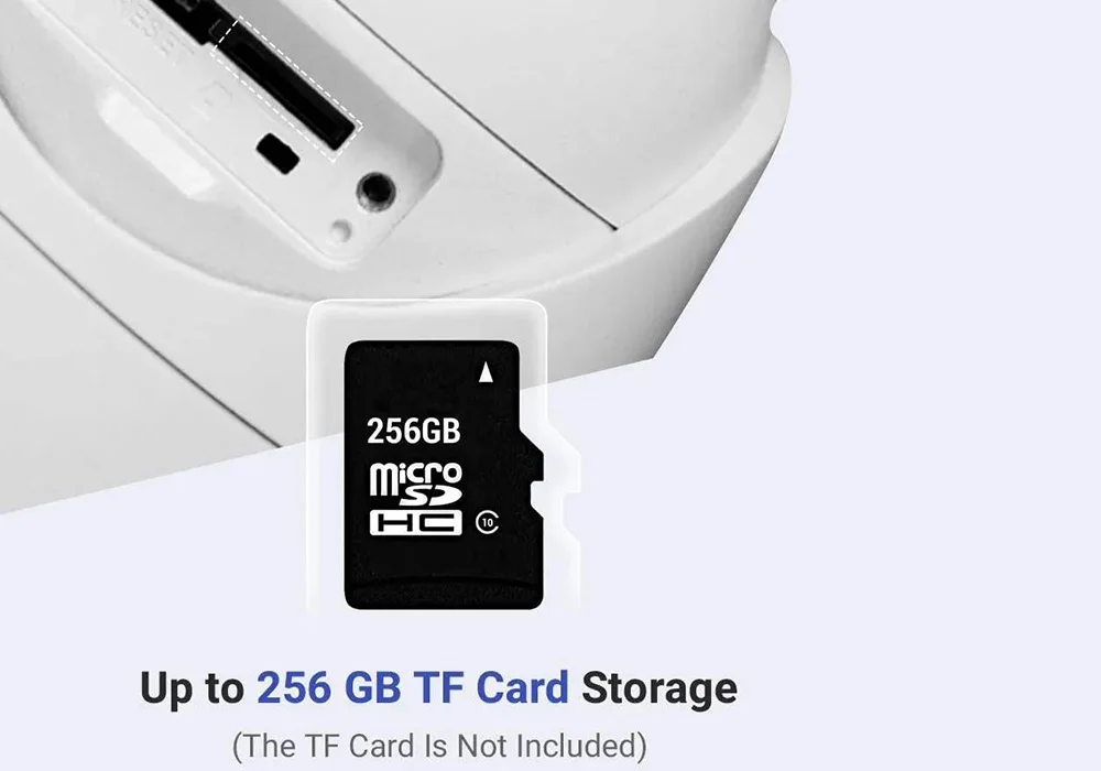 This weatherproof outdoor surveillance camera supports up to 256GB TF card storage and can be easily installed with POE technology.