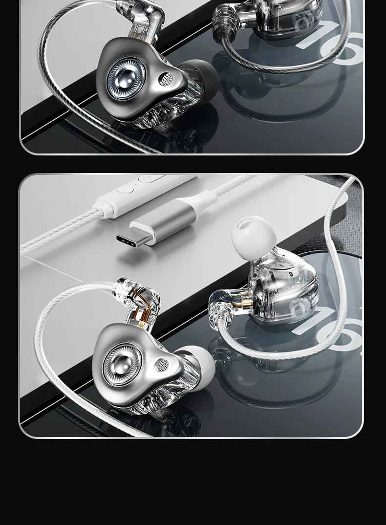 Écouteurs intra-auriculaires EARDECO HIFI 3,5 mm et USB-C avec câble détachable, pour le jeu et le sport, avec basses surround 9D._voghion.com