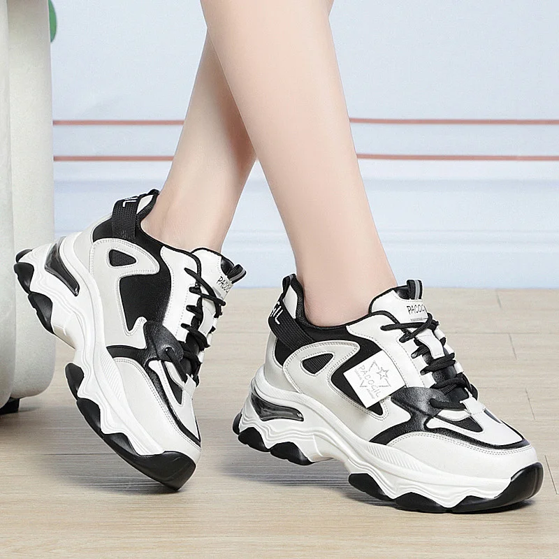 Spring Height Increasing Round toe Versatile Women Platform Causal Shoes Fashion Breathable Sport Designer Sneaker 4