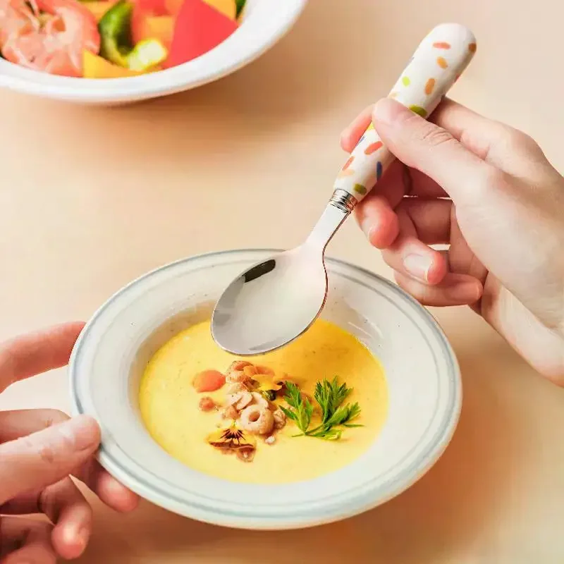 Tableware Cartoon Kids Spoon and Fork Set Dessert Spoon for Children Fork Baby Gadgets Feeding Children's Cutlery for Kids silicone cutlery set fork spoon set baby cutlery